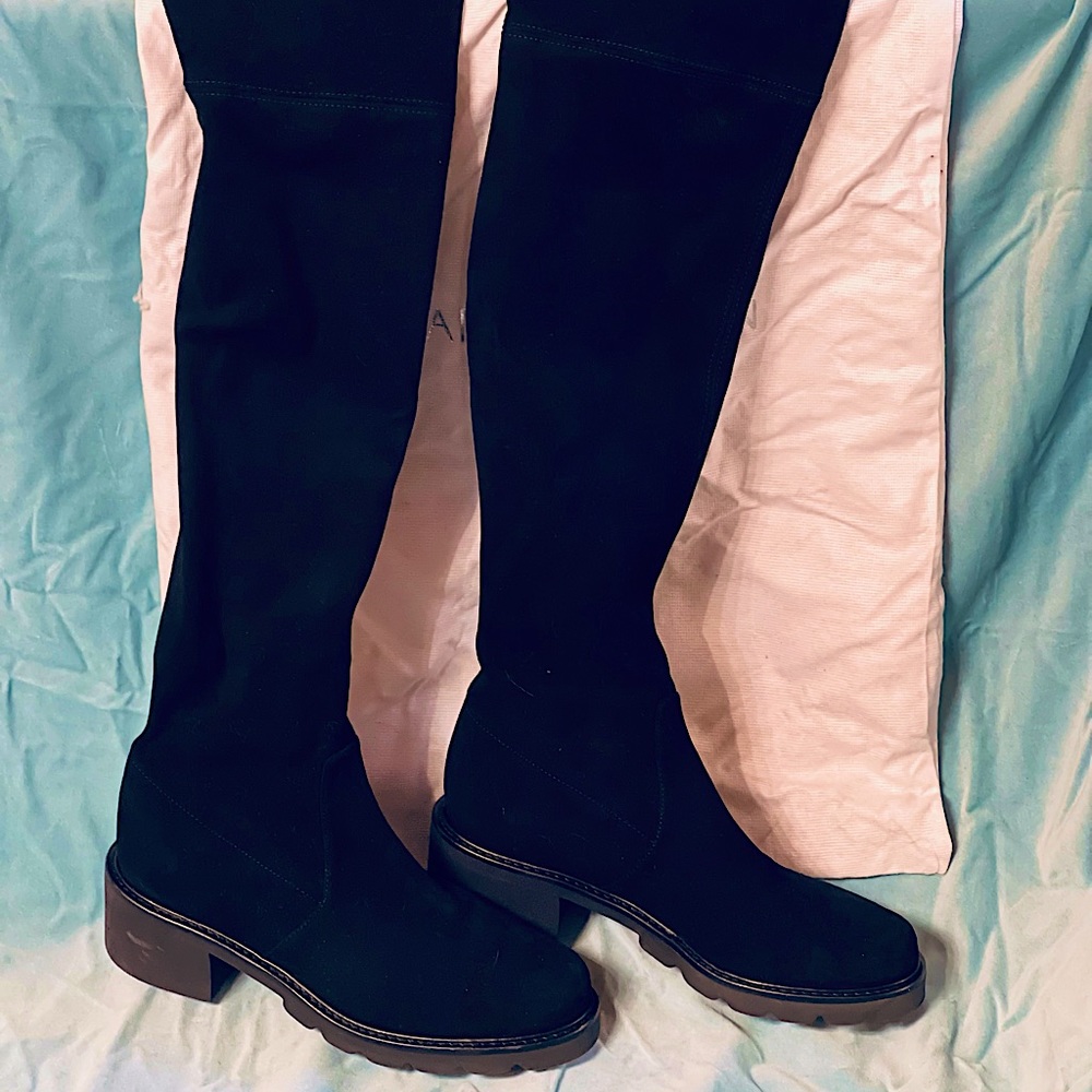 Black suede Stuart Weitzman thigh high boots size 7M.